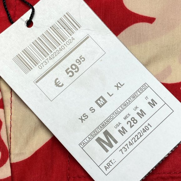 NWT Z & I floral button front collar shirt top red beige tan nude long sleeve M - Picture 10 of 12